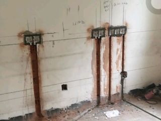 水、电管开槽施作