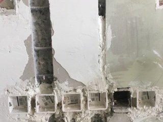水、电管开槽施作
