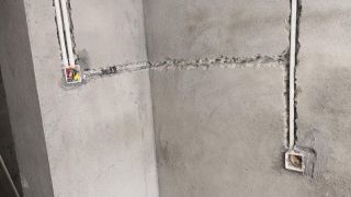水、电管开槽施作