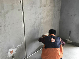水、电管开槽施作