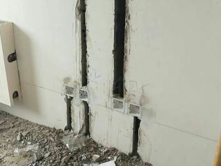 水、电管开槽施作