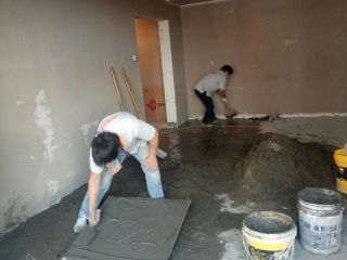 地砖铺贴及地面找平施作