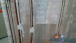 水、电管开槽施作