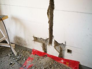 水、电管开槽施作