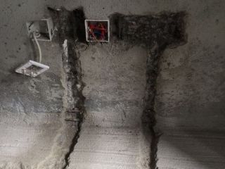 水、电管开槽施作