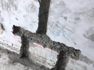 水、电管开槽施作