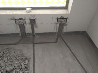 水、电管开槽施作