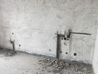水、电管开槽施作
