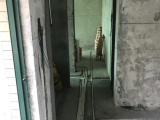 水、电管开槽施作