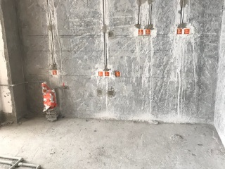 水、电管开槽施作