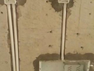水、电管开槽施作