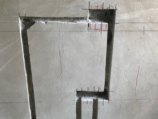 水、电管开槽施作