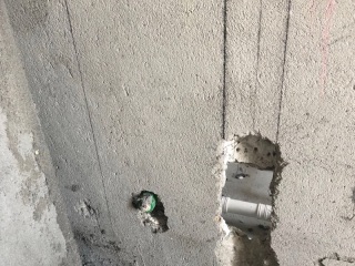 水、电管开槽施作