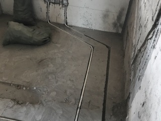 水、电管开槽施作