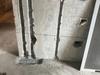 水、电管开槽施作