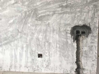 水、电管开槽施作