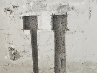 水、电管开槽施作