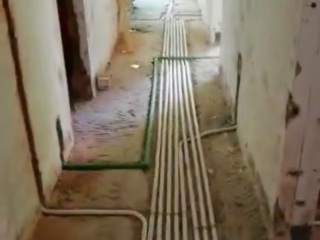 水、电管开槽施作