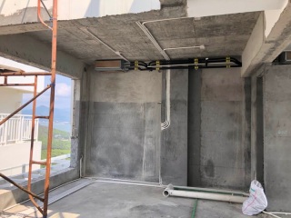 水、电管开槽施作