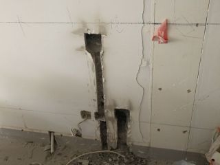 水、电管开槽施作