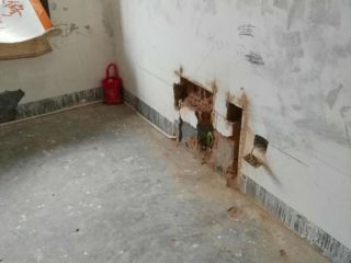 水、电管开槽施作