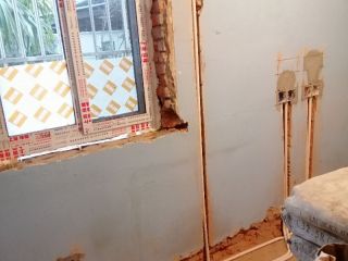 水、电管开槽施作