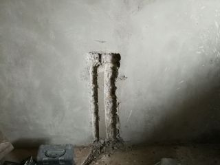 水、电管开槽施作