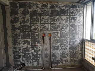 水、电管开槽施作