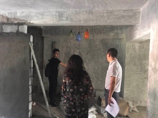 水、电管开槽施作