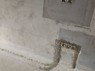 水、电管开槽施作