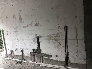水、电管开槽施作