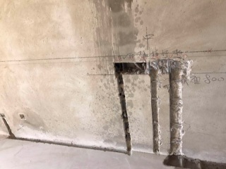 水、电管开槽施作