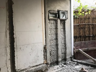 水、电管开槽施作