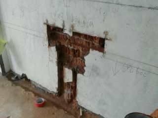 水、电管开槽施作