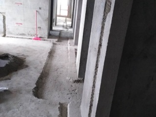 水、电管开槽施作