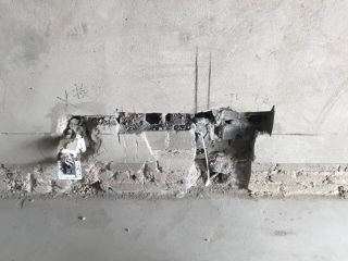 水、电管开槽施作