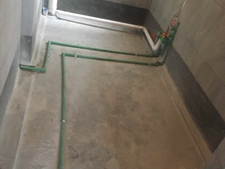 水、电管开槽施作