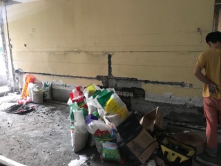 水、电管开槽施作