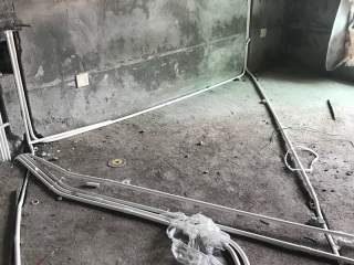 水、电管开槽施作