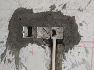 水、电管开槽施作