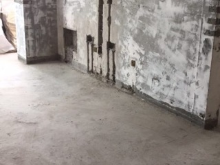 水、电管开槽施作