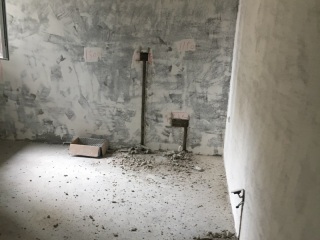水、电管开槽施作