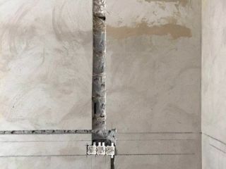 水、电管开槽施作