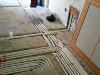 水、电管开槽施作