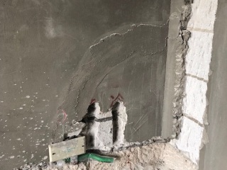 水、电管开槽施作