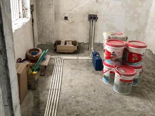水、电管开槽施作