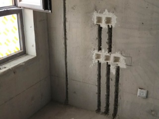 水、电管开槽施作