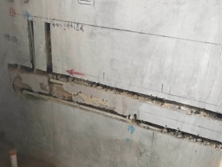 水、电管开槽施作