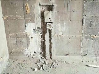 水、电管开槽施作