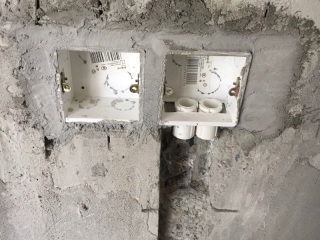 水、电管开槽施作